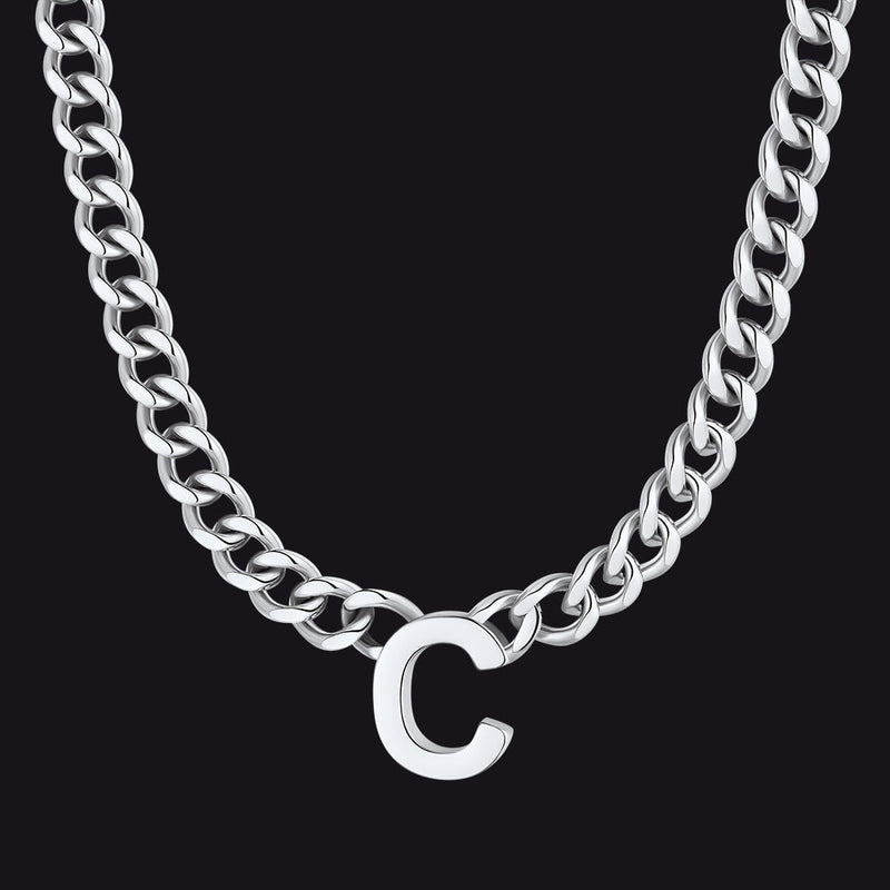 7mm Custom Initial Letter Cuban Link Chain Necklace for