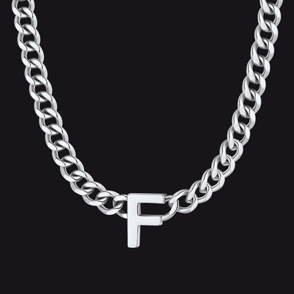 7mm Custom Initial Letter Cuban Link Chain Necklace for