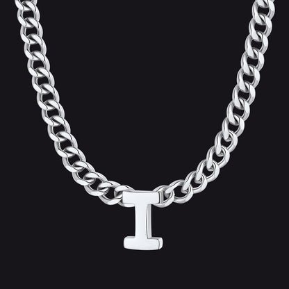 7mm Custom Initial Letter Cuban Link Chain Necklace for