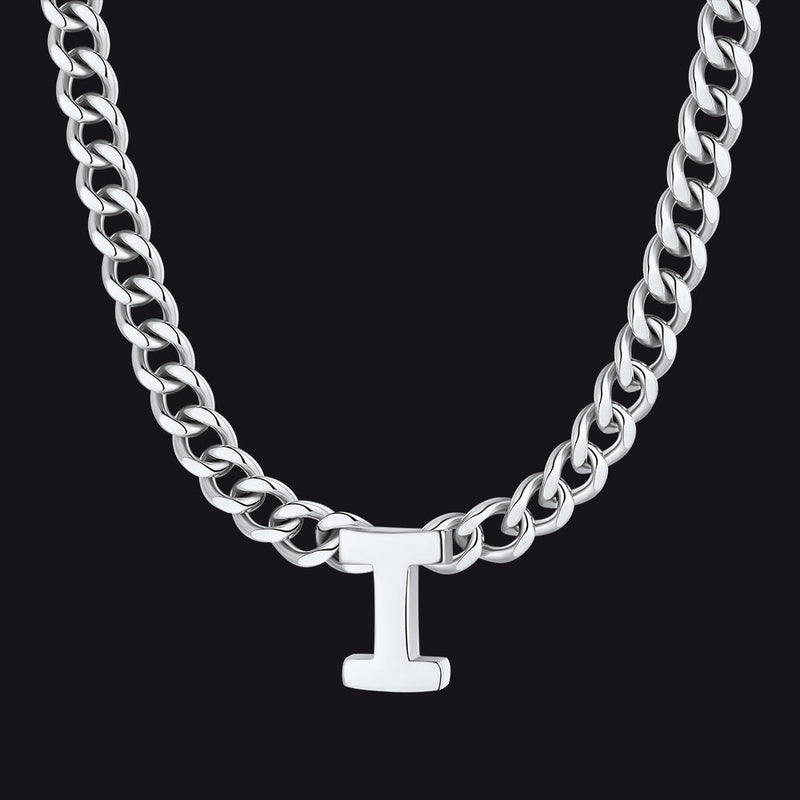 7mm Custom Initial Letter Cuban Link Chain Necklace for