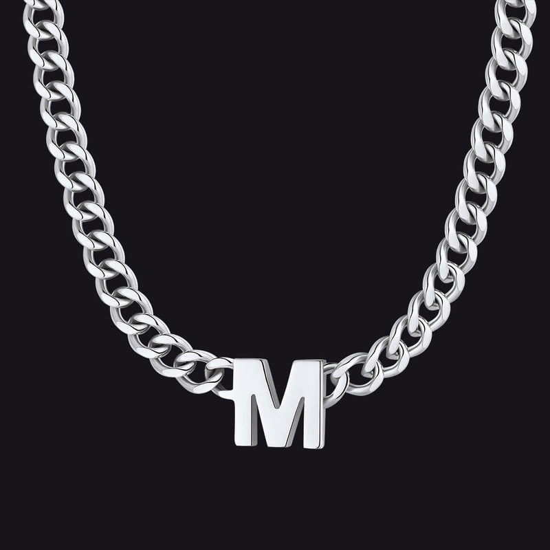 7mm Custom Initial Letter Cuban Link Chain Necklace for