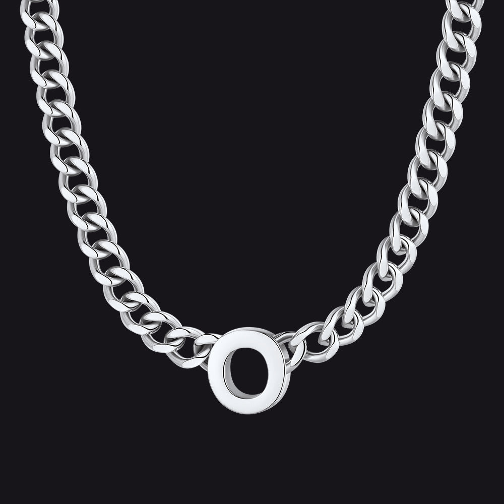7mm Custom Initial Letter Cuban Link Chain Necklace for