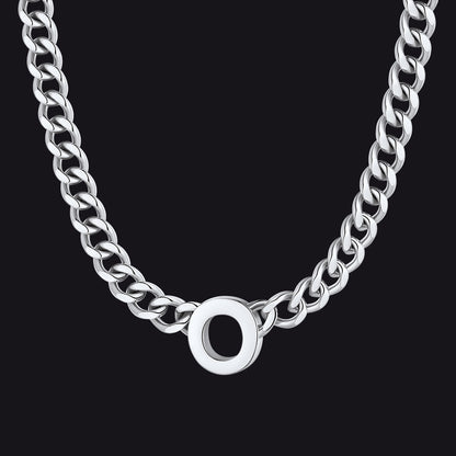7mm Custom Initial Letter Cuban Link Chain Necklace for
