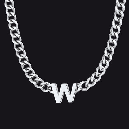 7mm Custom Initial Letter Cuban Link Chain Necklace for