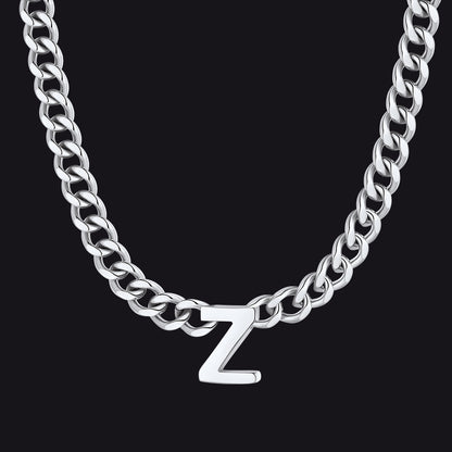 7mm Custom Initial Letter Cuban Link Chain Necklace for