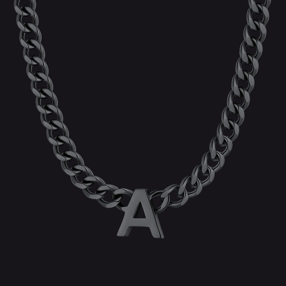 7mm Custom Initial Letter Cuban Link Chain Necklace for