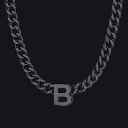 7mm Custom Initial Letter Cuban Link Chain Necklace for
