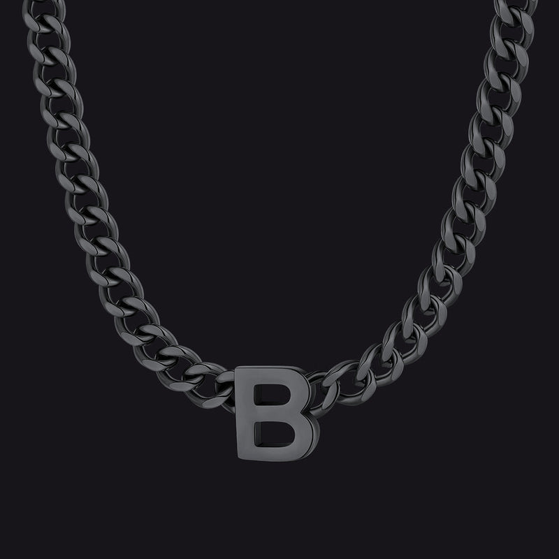 7mm Custom Initial Letter Cuban Link Chain Necklace for