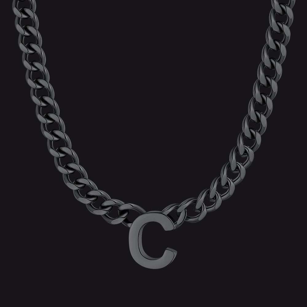 7mm Custom Initial Letter Cuban Link Chain Necklace for