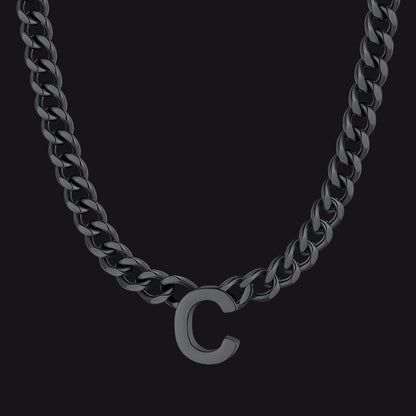 7mm Custom Initial Letter Cuban Link Chain Necklace for