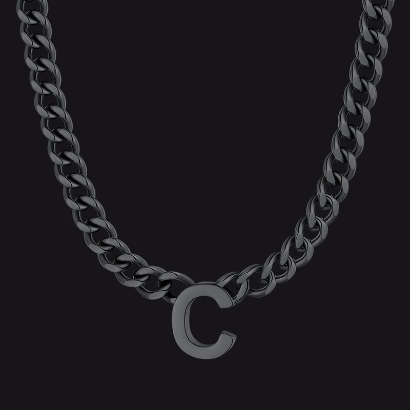 7mm Custom Initial Letter Cuban Link Chain Necklace for