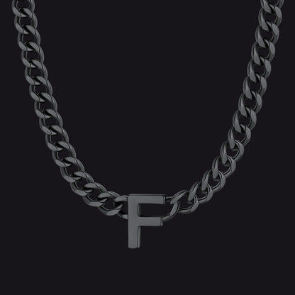 7mm Custom Initial Letter Cuban Link Chain Necklace for