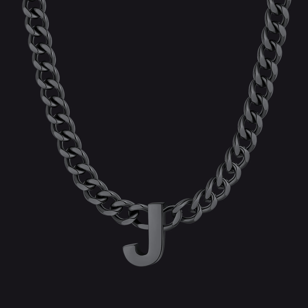 7mm Custom Initial Letter Cuban Link Chain Necklace for