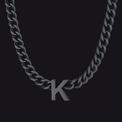 7mm Custom Initial Letter Cuban Link Chain Necklace for