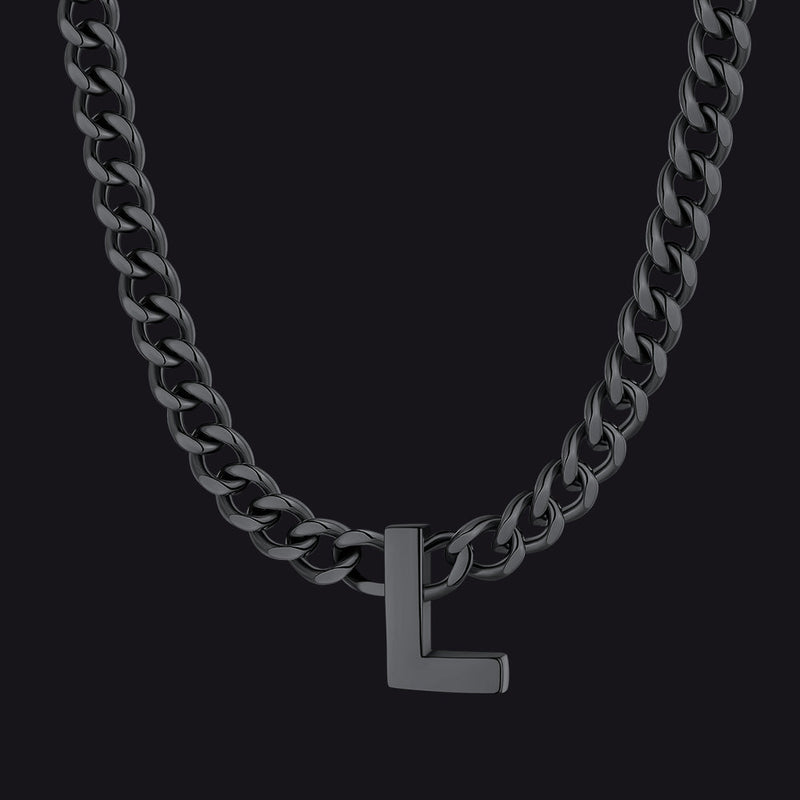 7mm Custom Initial Letter Cuban Link Chain Necklace for