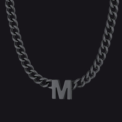 7mm Custom Initial Letter Cuban Link Chain Necklace for