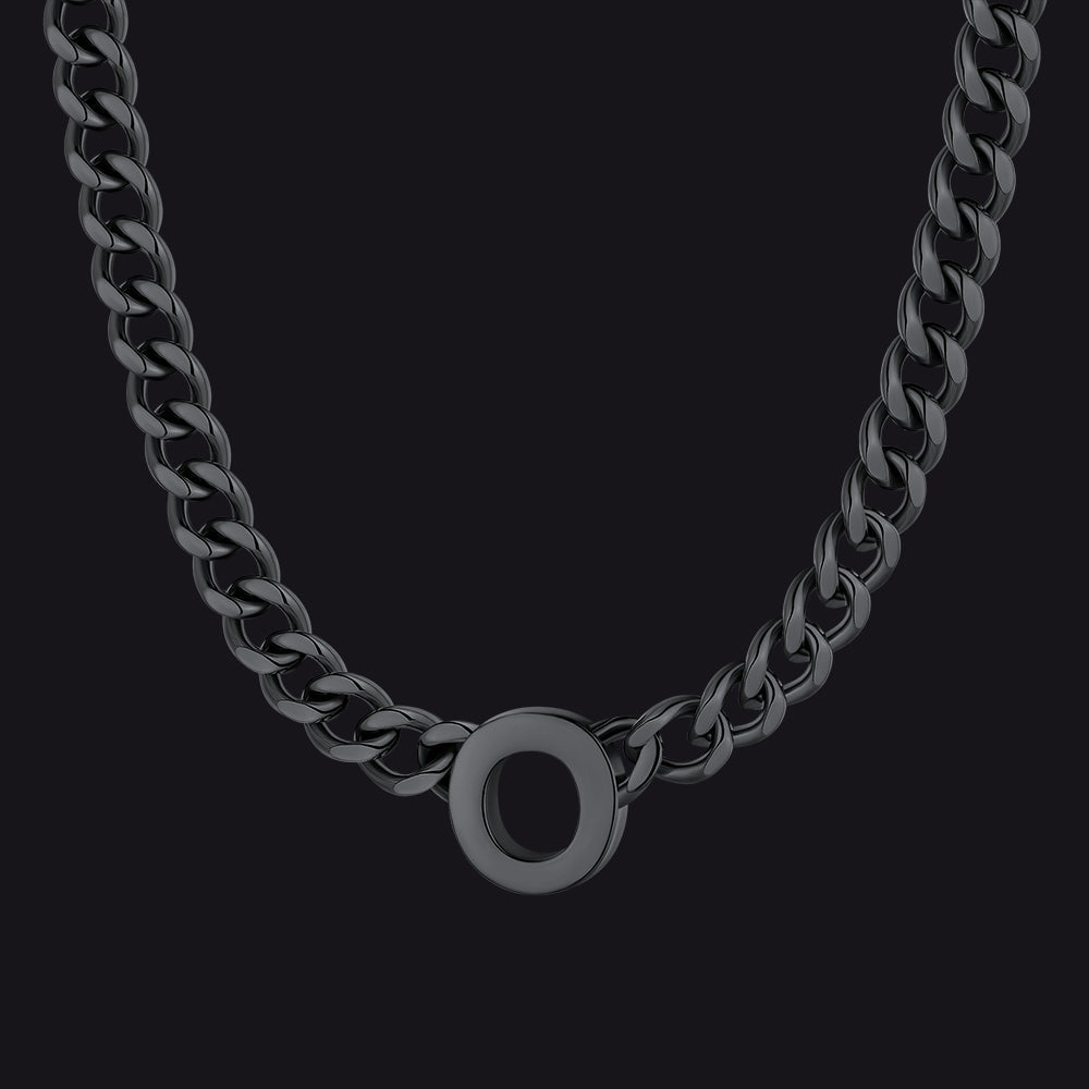 7mm Custom Initial Letter Cuban Link Chain Necklace for