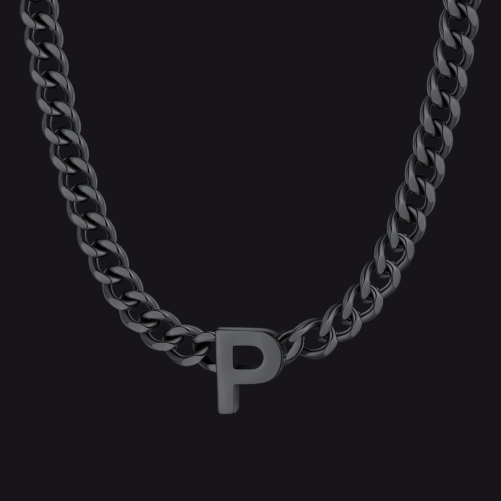 7mm Custom Initial Letter Cuban Link Chain Necklace for
