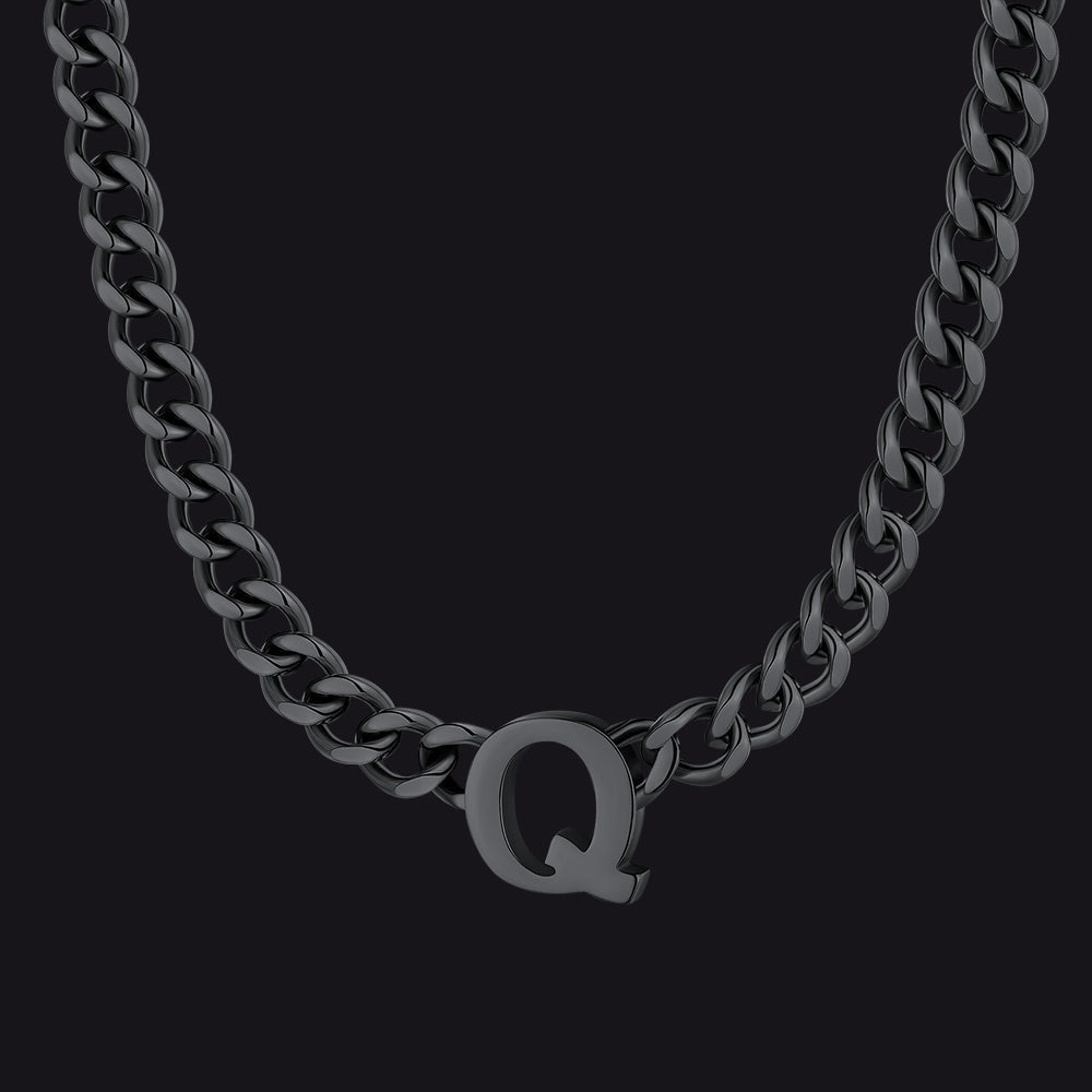7mm Custom Initial Letter Cuban Link Chain Necklace for