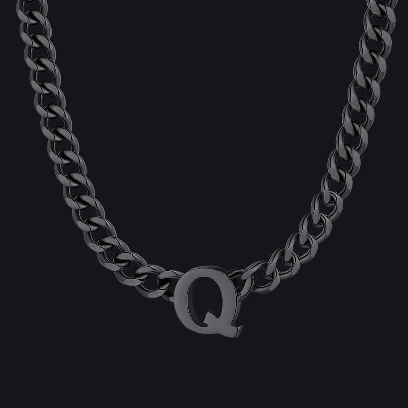 7mm Custom Initial Letter Cuban Link Chain Necklace for