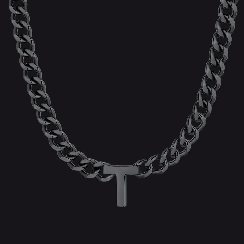 7mm Custom Initial Letter Cuban Link Chain Necklace for