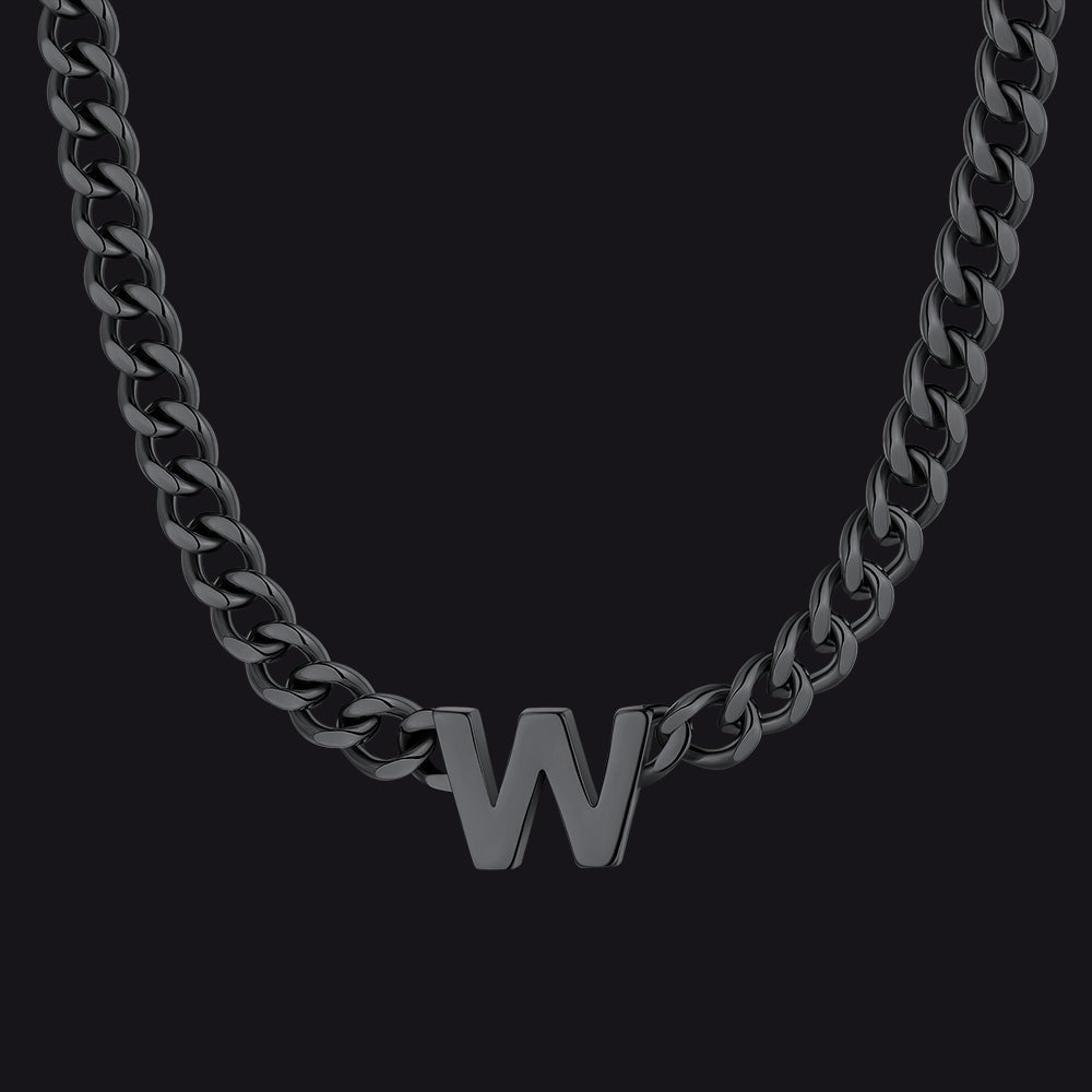 7mm Custom Initial Letter Cuban Link Chain Necklace for