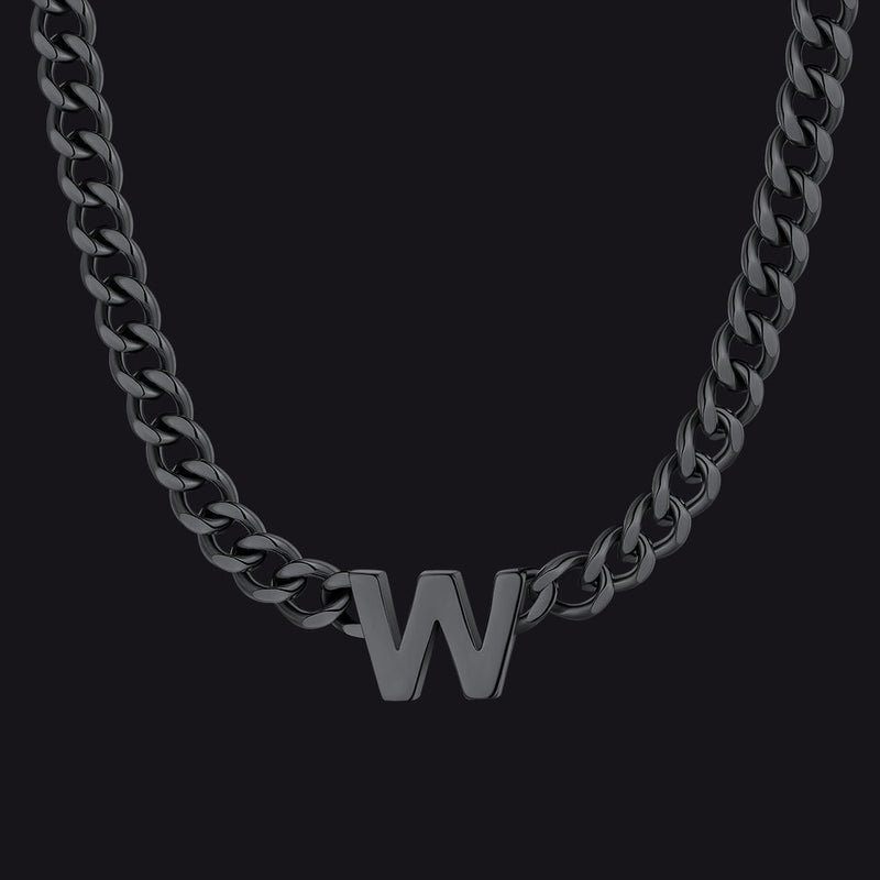 7mm Custom Initial Letter Cuban Link Chain Necklace for