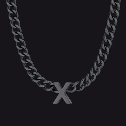 7mm Custom Initial Letter Cuban Link Chain Necklace for