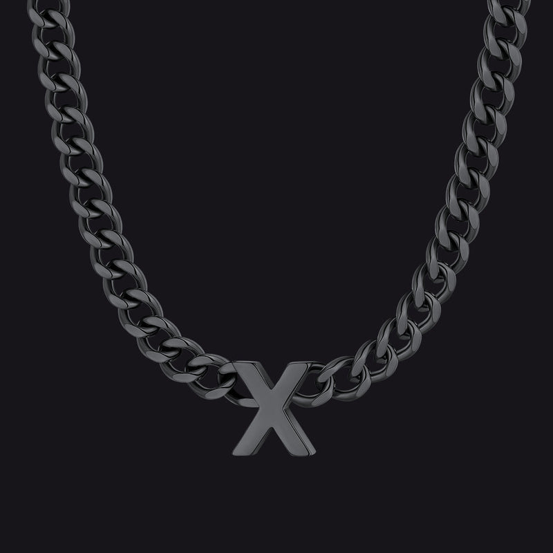 7mm Custom Initial Letter Cuban Link Chain Necklace for