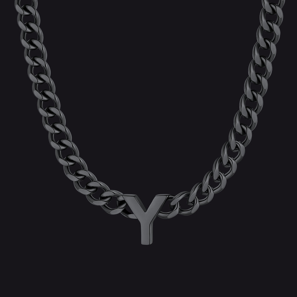 7mm Custom Initial Letter Cuban Link Chain Necklace for