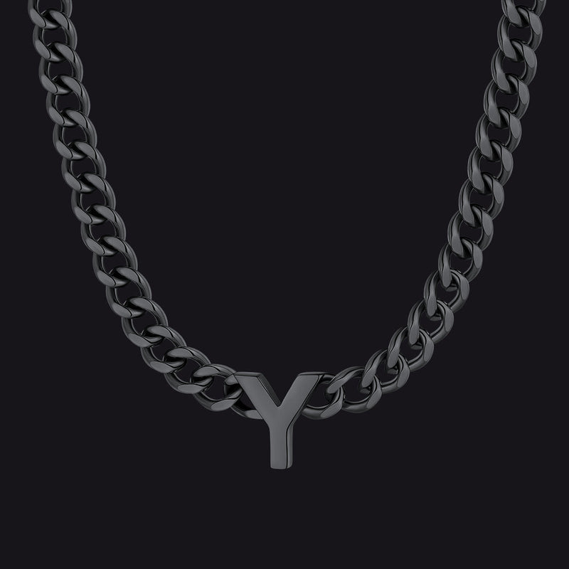 7mm Custom Initial Letter Cuban Link Chain Necklace for