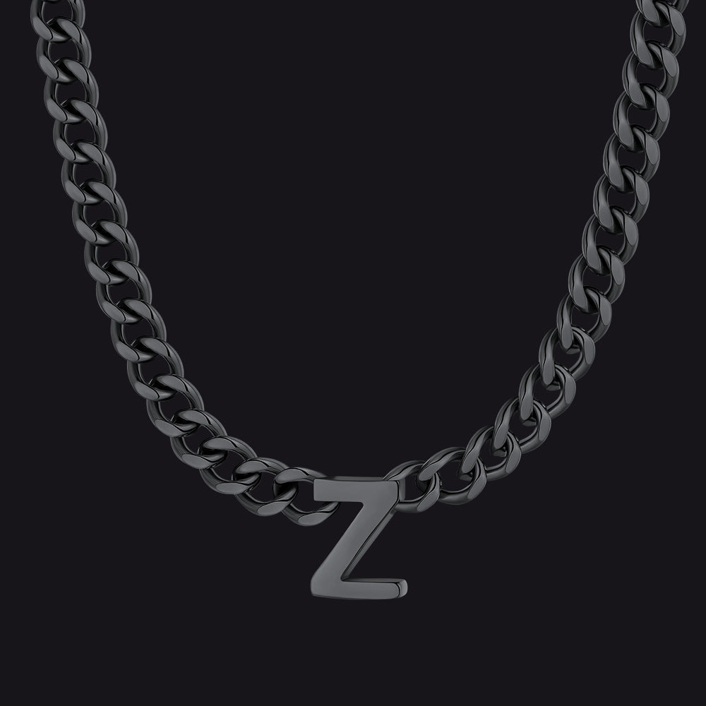 7mm Custom Initial Letter Cuban Link Chain Necklace for