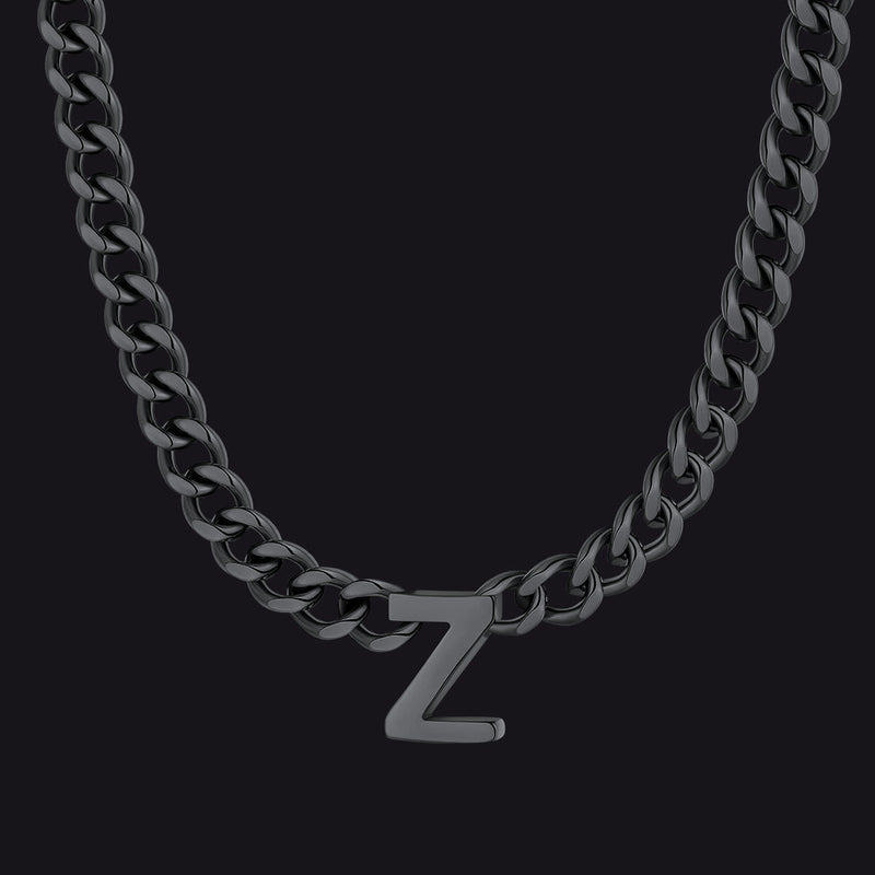 7mm Custom Initial Letter Cuban Link Chain Necklace for