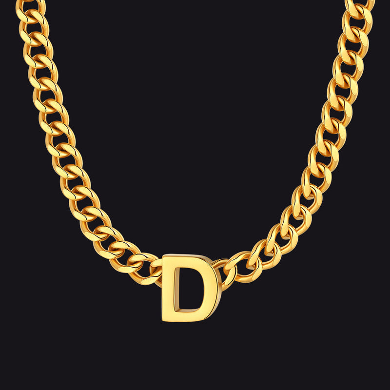 7mm Custom Initial Letter Cuban Link Chain Necklace for