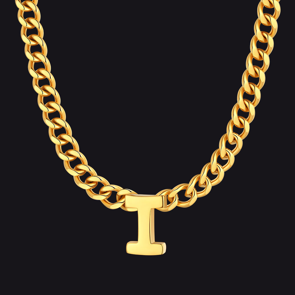 7mm Custom Initial Letter Cuban Link Chain Necklace for