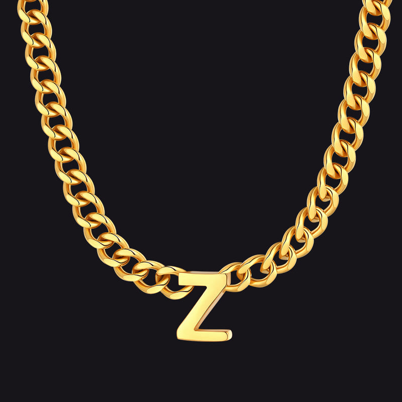 7mm Custom Initial Letter Cuban Link Chain Necklace for