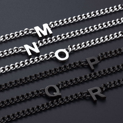 7mm Custom Initial Letter Cuban Link Chain Necklace for