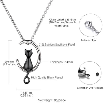 Customized Pet Cat Urn Necklace for Ashes Memorial Gift