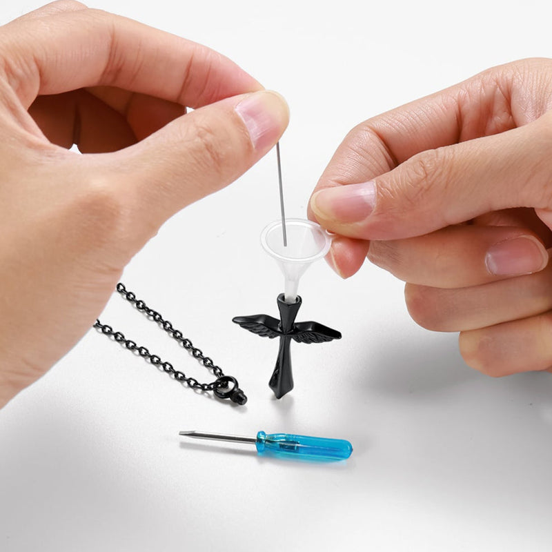 Custom Cremation Wings Cross Urn Ashes Pendant Necklace for