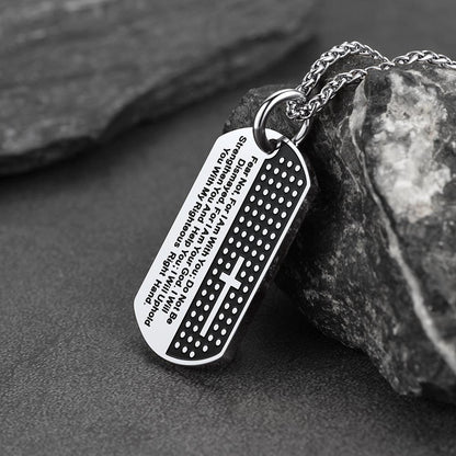 Custom Engraved Military Bible Cross Dog Tag Necklace for