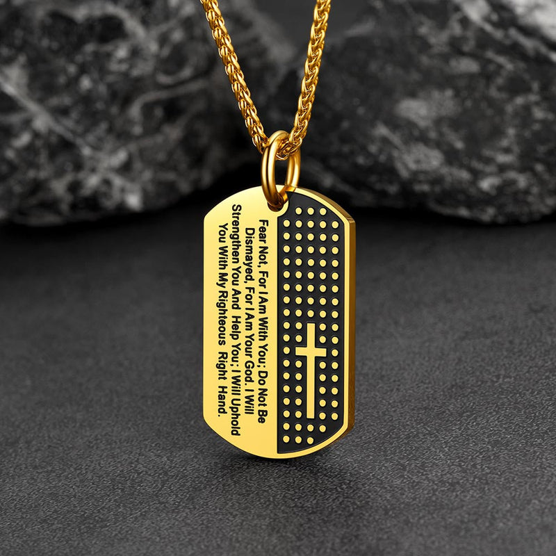 Custom Engraved Military Bible Cross Dog Tag Necklace for