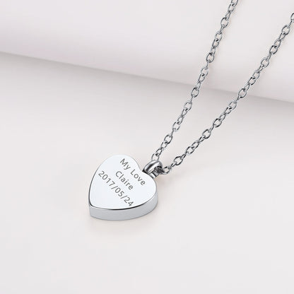Personalised Picture Heart Urn Pendant Necklace for Ashes Pet Cremation Jewelry