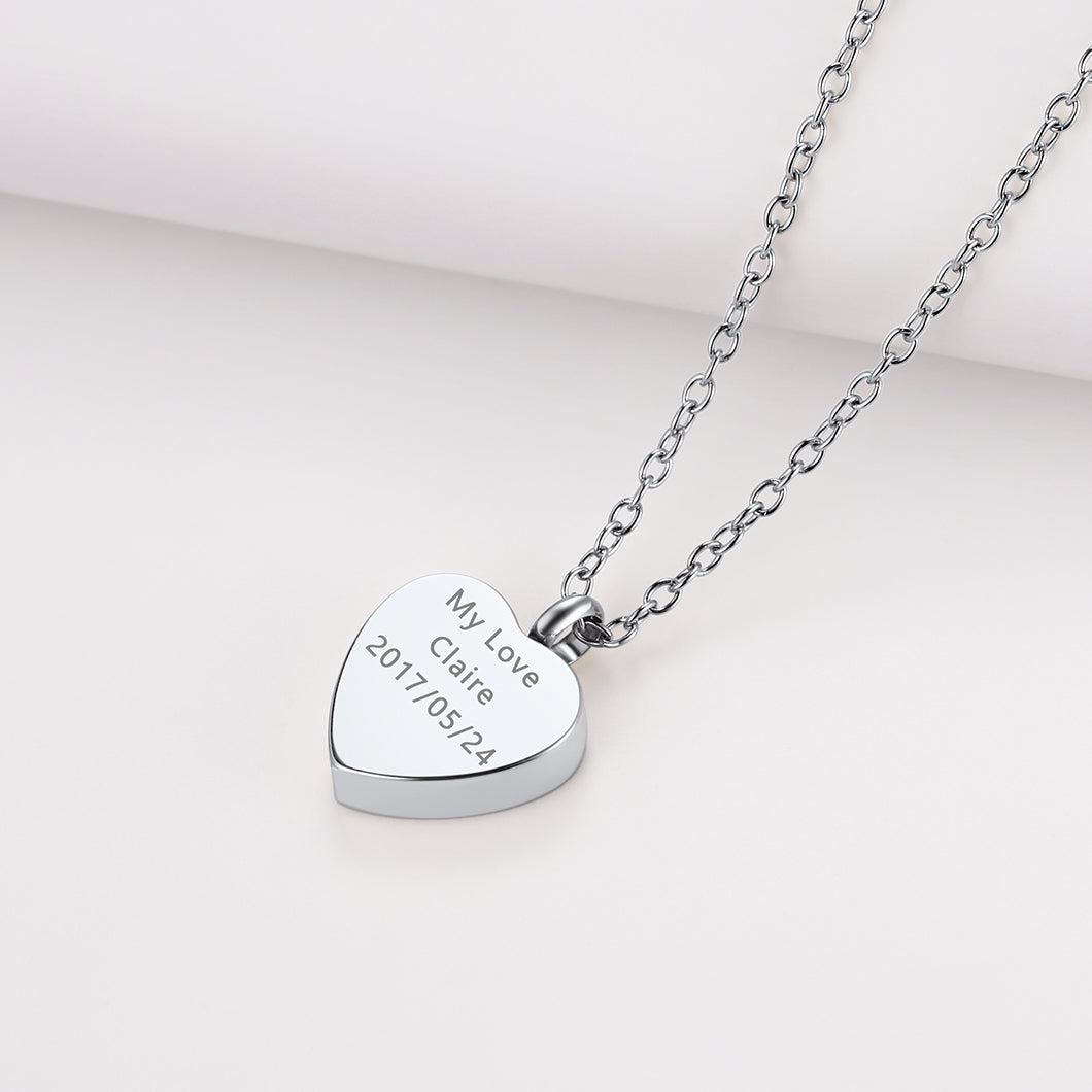 Personalised Picture Heart Urn Pendant Necklace for Ashes Pet Cremation Jewelry