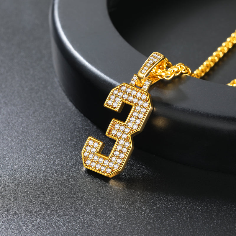 Baseball Diamond Jersey Number Chain Necklace for