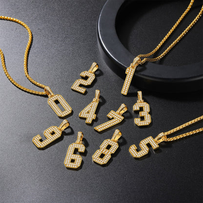 Baseball Diamond Jersey Number Chain Necklace for
