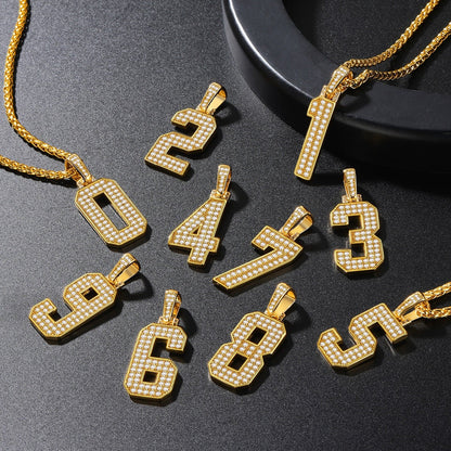 Custom Diamond Baseball Jersey Number Necklace for