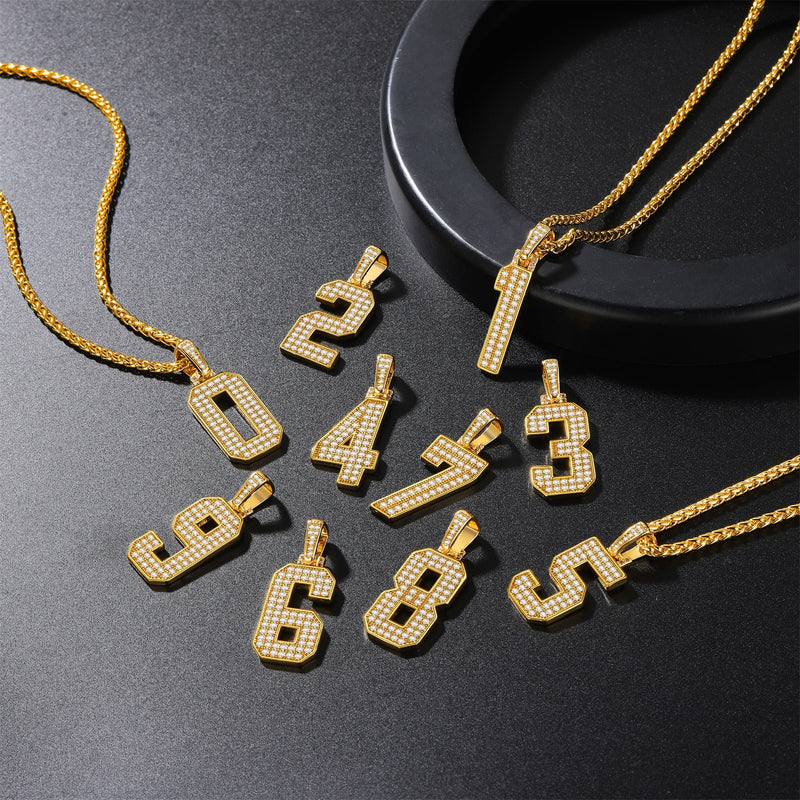 Baseball Diamond Jersey Number Chain Necklace for
