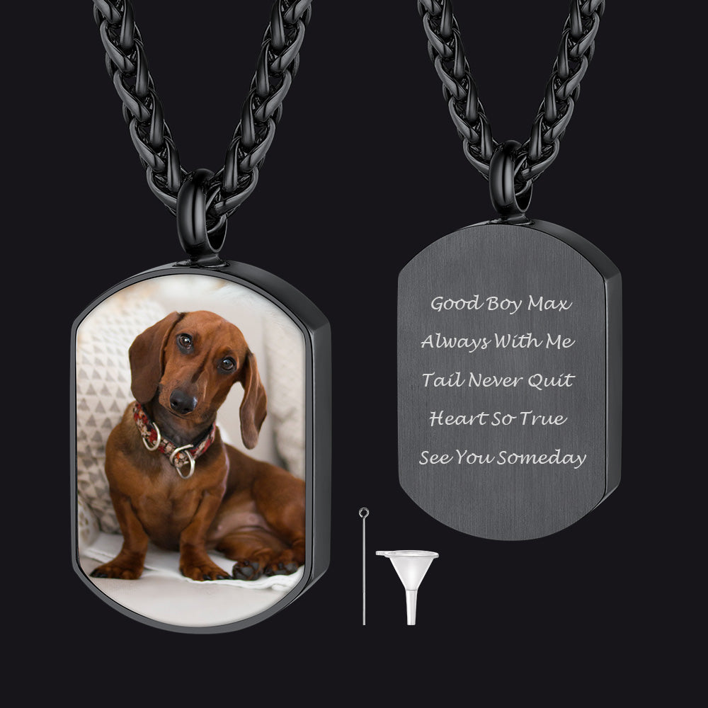 Customized Cremation Picture Urn Pet Ashed Dog Tag Necklace for Dog