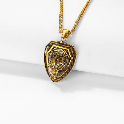 Engraved Viking Nordic Wolf Necklace Amulet Pendant for