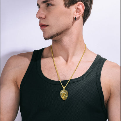 Engraved Viking Nordic Wolf Necklace Amulet Pendant for